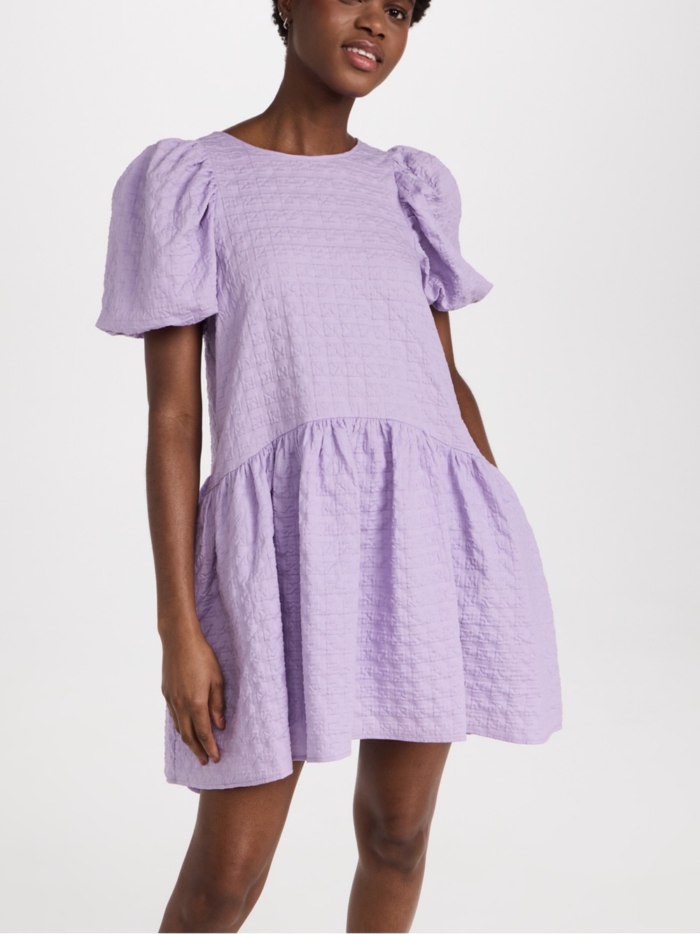 English Factory Lilac Textured Tie-Back Dress